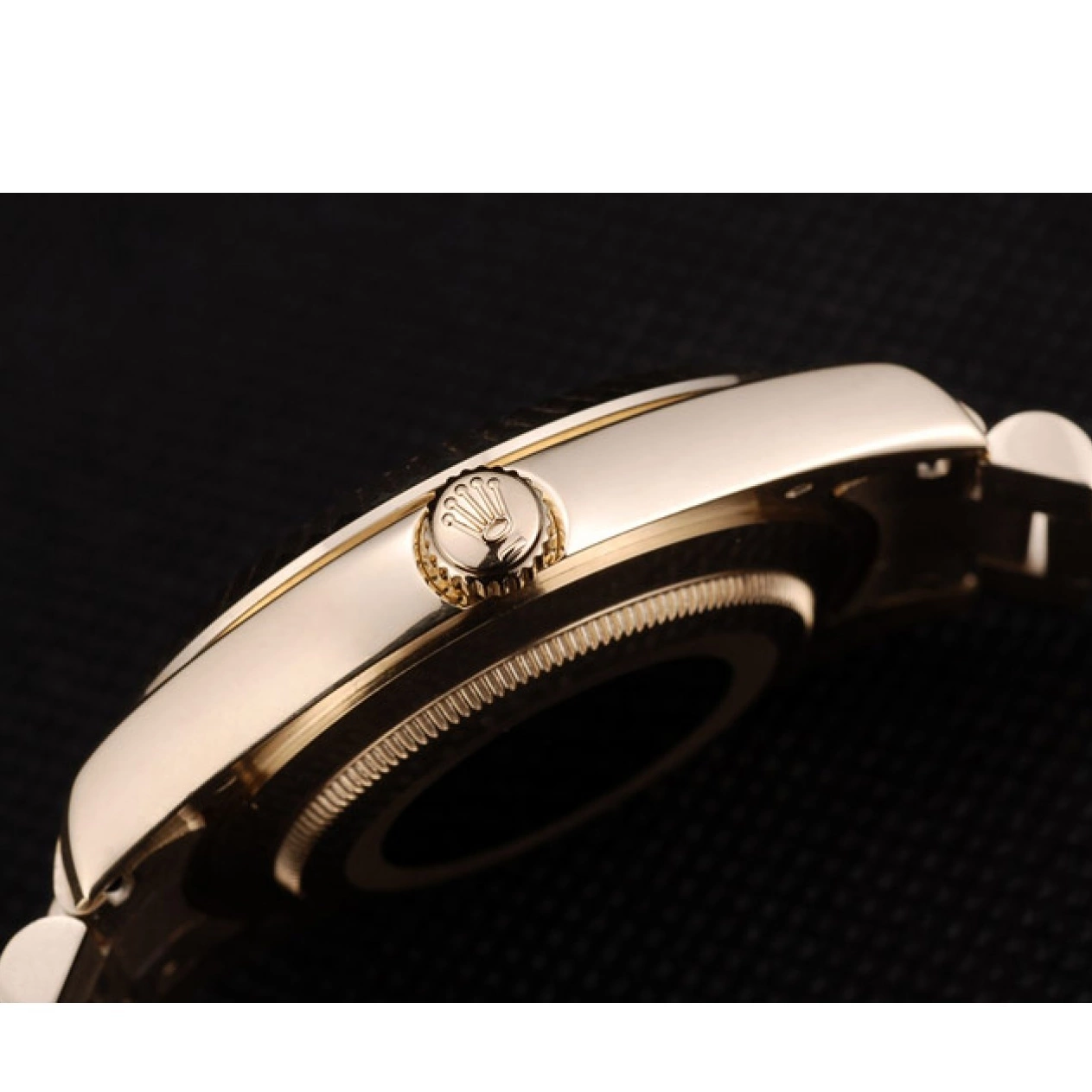 Aaa fake watches Rolex 41979 Ribbed Gold Goldish Bezel Stainless Steel Dial DayDate 0806